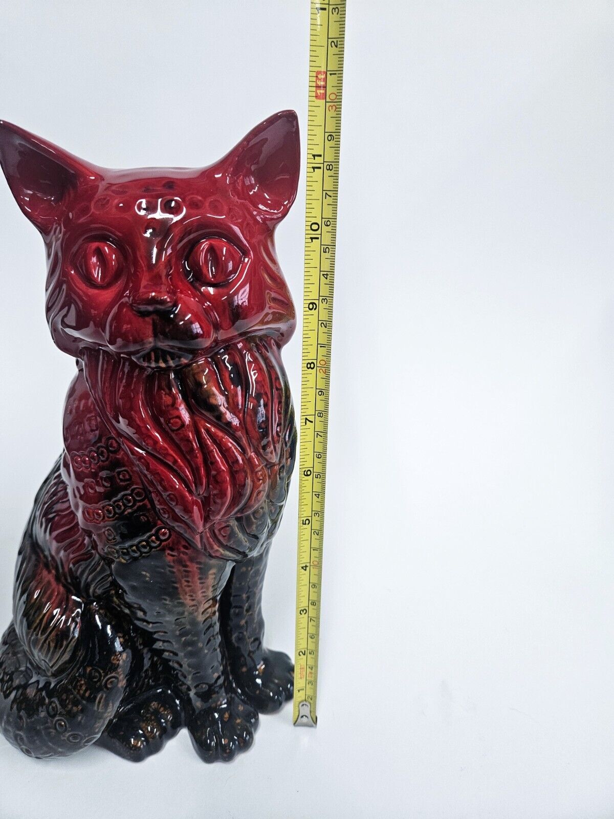 Royal Doulton Flambé Cat | Vintage Large Cat Figurine