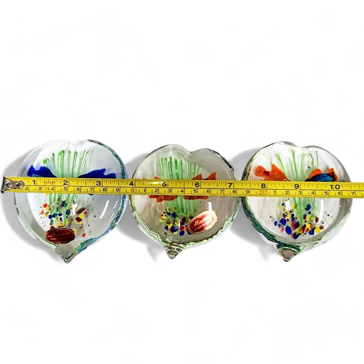 Authentic Murano Glass Fish Aquarium Paperweights | Original Sticker Attached