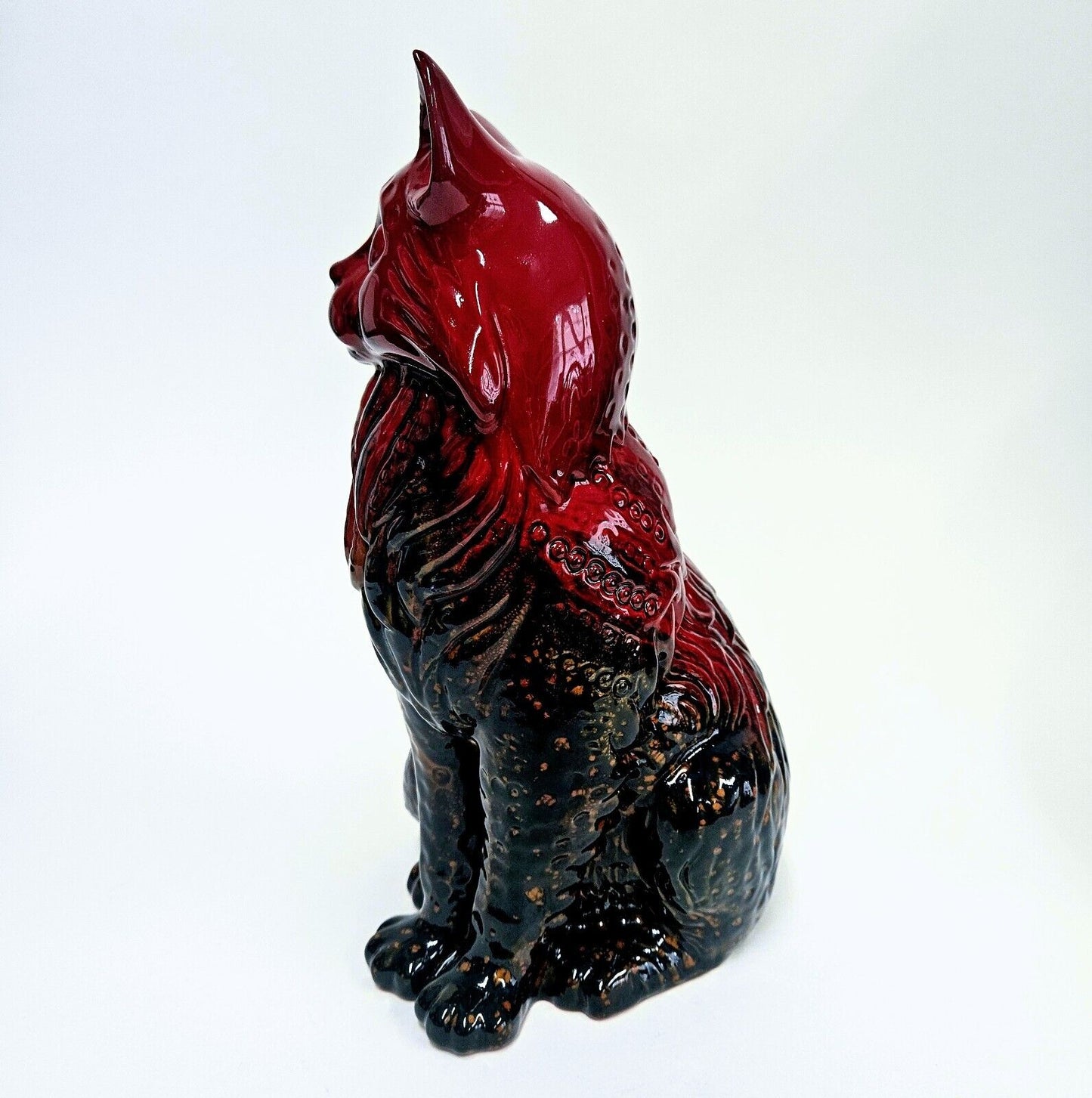 Royal Doulton Flambé Cat | Vintage Large Cat Figurine