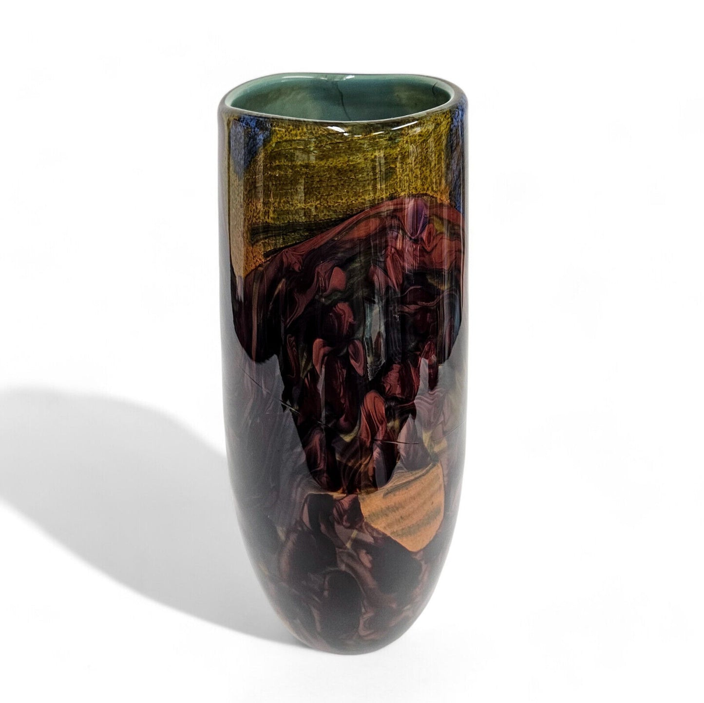 Jeff Walker Blown Glass Art Tall Vase | Melting Pot Glassworks | Robin Smith UK