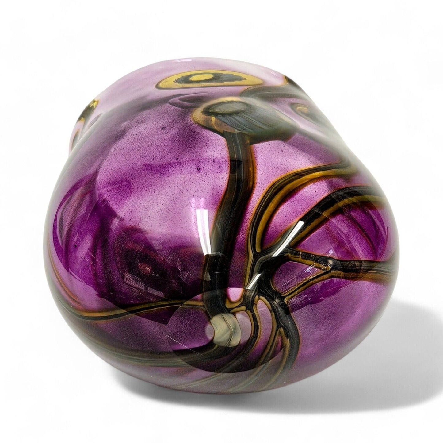 Robert Eickholt Blown Art Glass Vase Signed Dated 2001 | 6 Inch Purple Vase