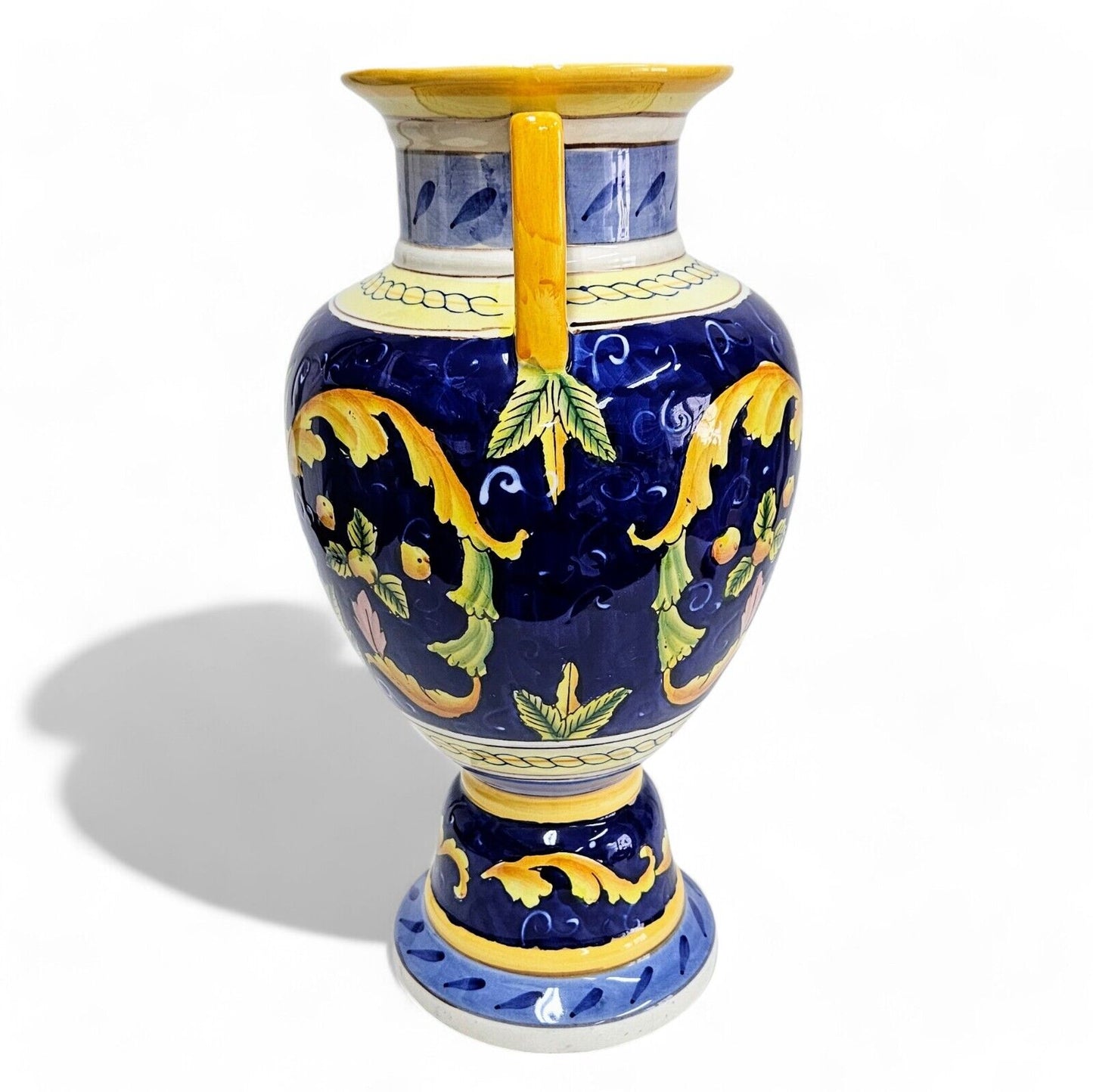 Large Italian Hand Painted Vase | Majolica - Deruta (?) | 15 Inches Tall