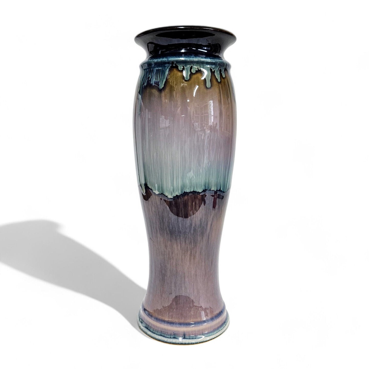 Bill Campbell Pottery Large Centerpiece Vase in Blues and Purple Drip Glaze