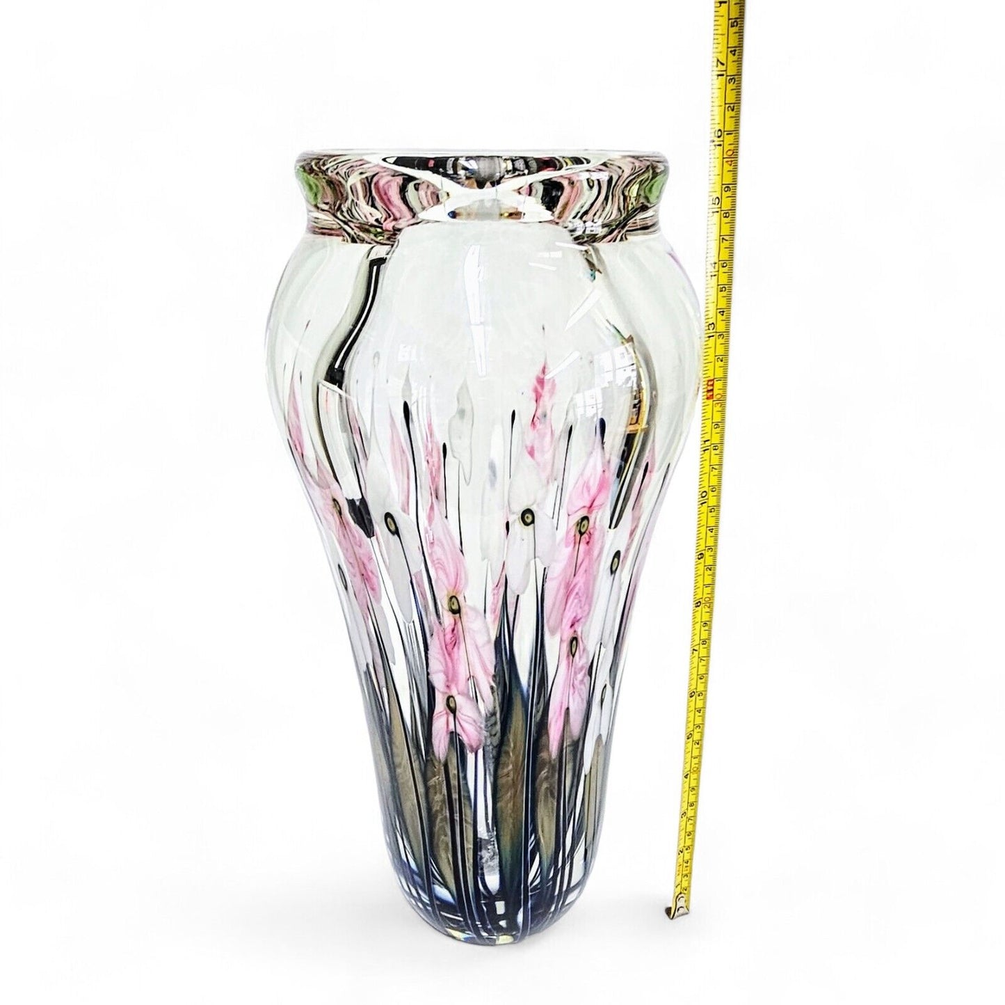 John Lotton Glass Art Vase 15.75 Inches Tall - 25.7 Pounds | Signed and Dated