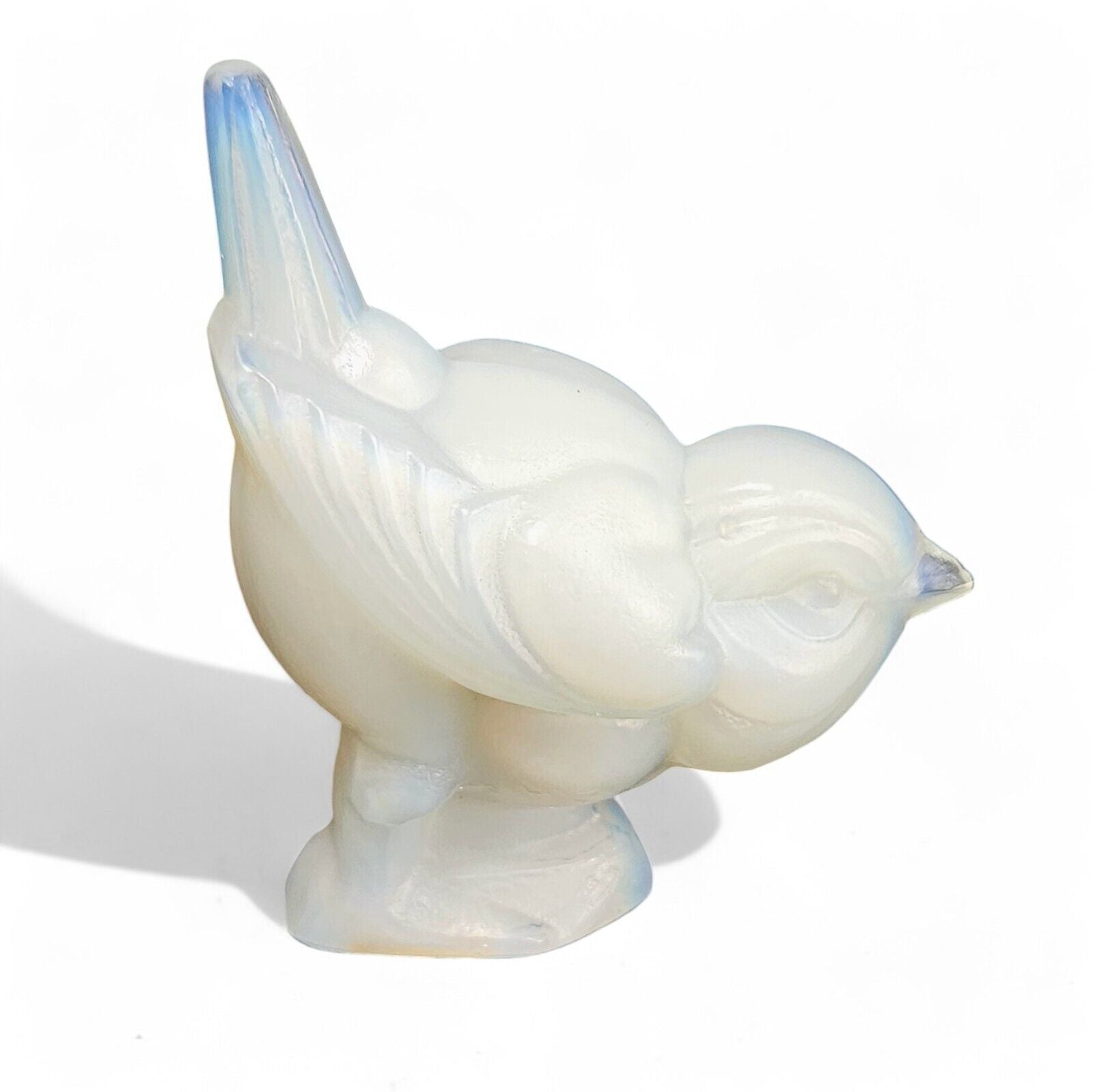 Sabino France Opalescent Art Glass Jumping Sparrow Bird -Tail Up Figurine