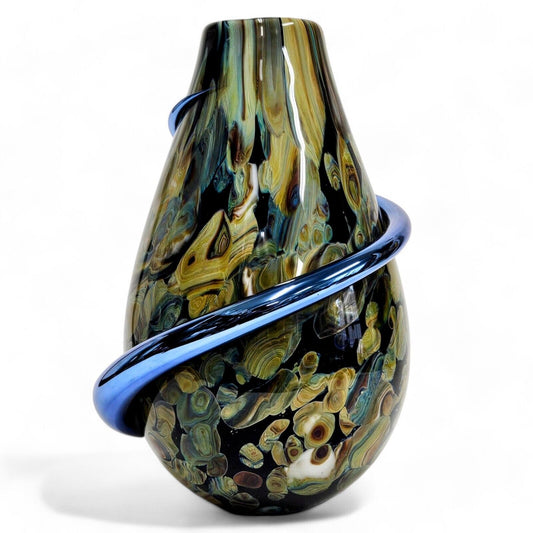 Robert Eickholt Rope Vase Signed and Dated 1998 | 9.5 Inch Tall Blown Glass Vase