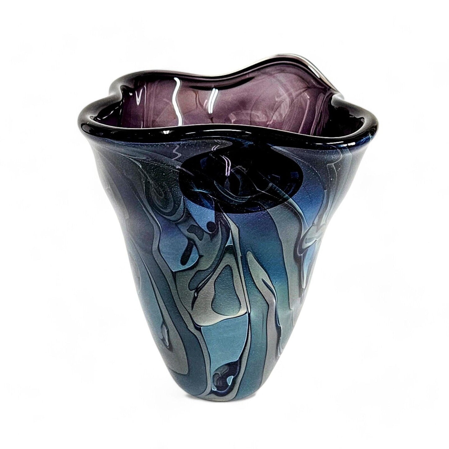 Robert Eickholt Blown Glass Vase | 7 Inches Tall | Cosmic Blue Series(?) Signed