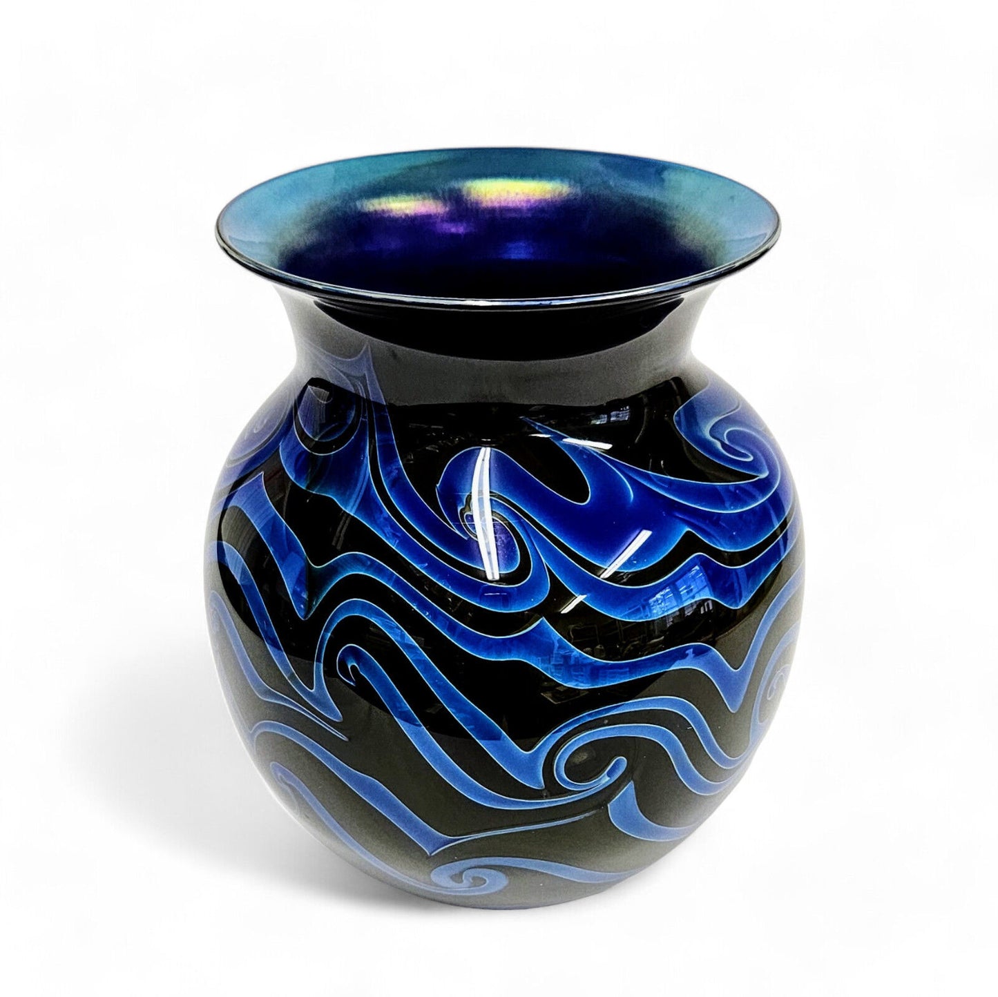 Charles Lotton King Tut Vase in Black and Blue - Signed and Dated 1974