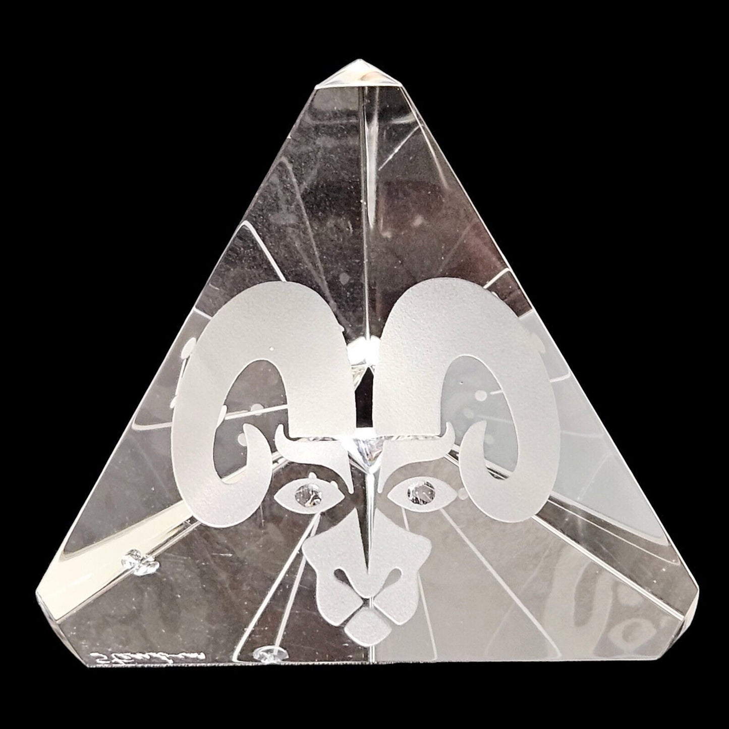 Steuben Glass Pyramid Paperweights Set of 3 | Astrology Zodiac | Prism