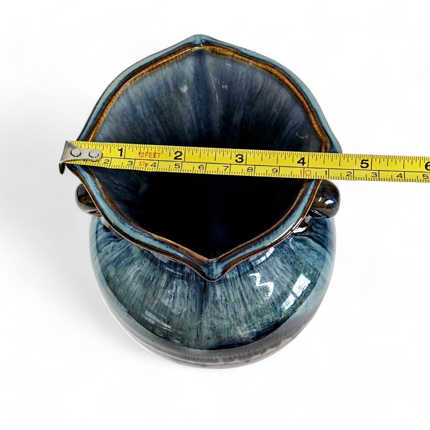 Bill Campbell Pottery Vase in Blues and Purple Drip Glaze | 9.5 Inches Tall