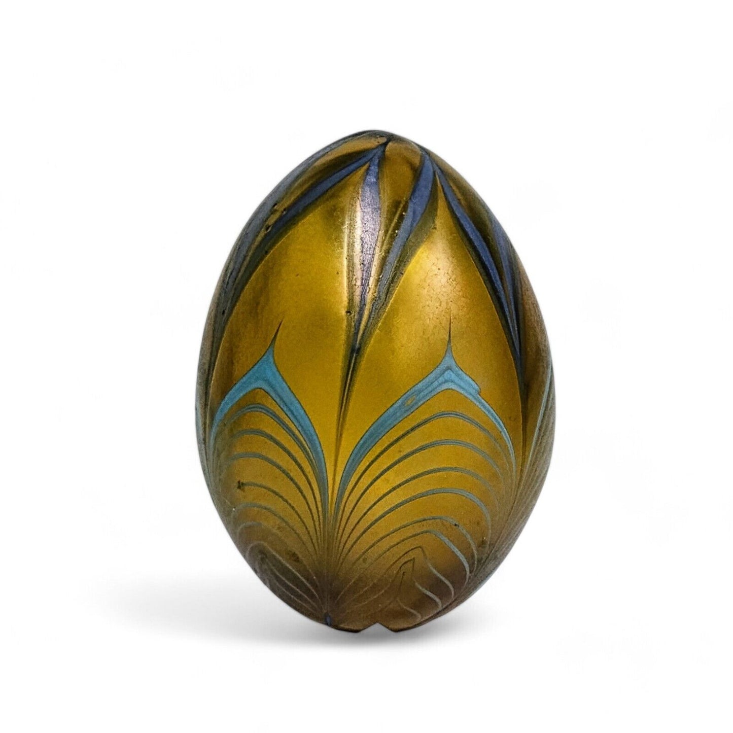 Vandermark Glass Egg Vintage Pulled Feather - Signed & Dated 1976